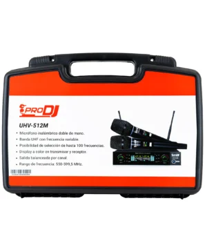 Micrófono Inalámbrico Doble UHV-512M PRO DJ | UHF 100 Frecuencias